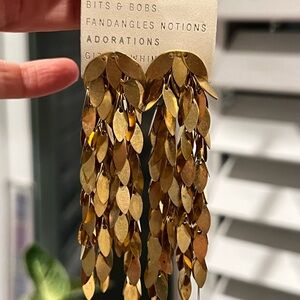 Anthro waterfall gold leaf earrings - holiday party glam